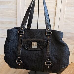 DKNYC Textured Black Shoulder Bag